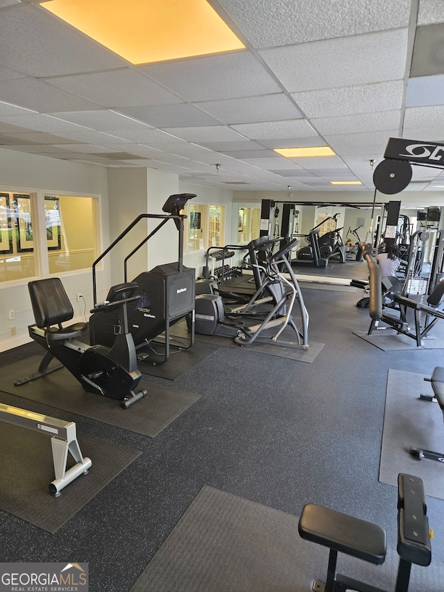2479 Peachtree Rd NE Unit 902, Atlanta, GA 30305 - workout area with a paneled ceiling and plenty of natural light