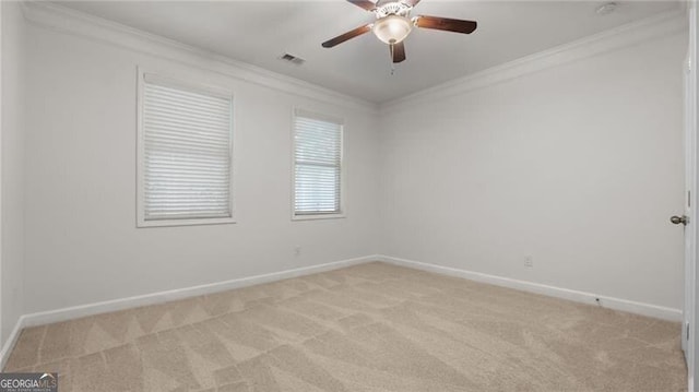 2040 Bloomfield Ct, Cumming, GA 30041 - spare room with ornamental molding, light carpet, baseboards, and ceiling fan