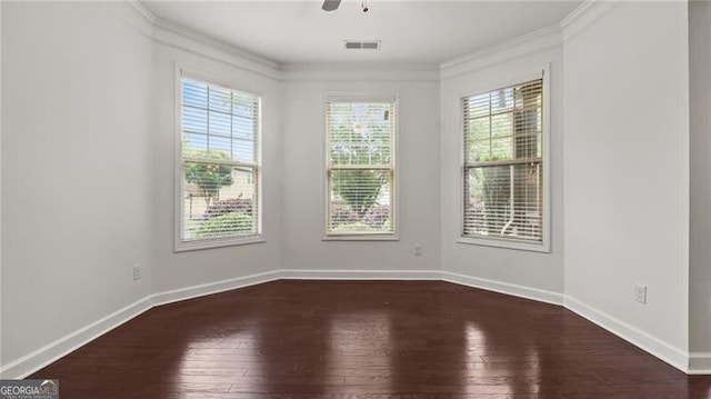 2040 Bloomfield Ct, Cumming, GA 30041 - spare room featuring crown molding, dark wood-type flooring, and baseboards