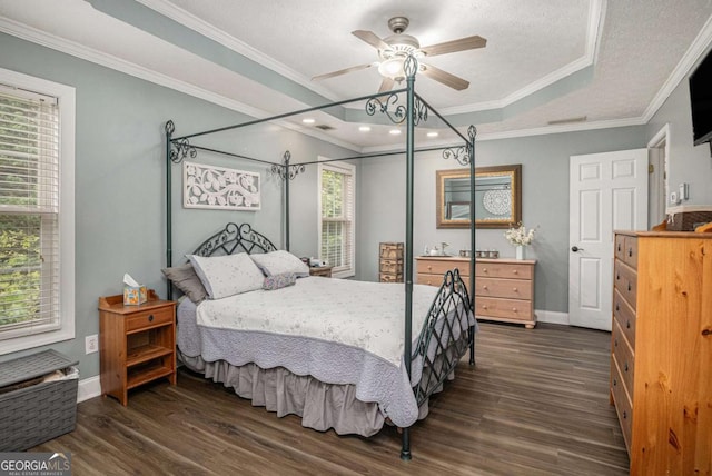 270 Meadow View Dr, Grayson, GA 30017 - bedroom with dark wood-style floors, ornamental molding, baseboards, and recessed lighting