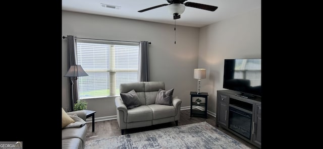 4241 Swamp Cypress Trl, Gainesville, GA 30504 - living room with ceiling fan and wood finished floors