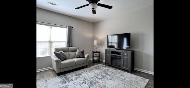 4241 Swamp Cypress Trl, Gainesville, GA 30504 - living area featuring ceiling fan and wood finished floors