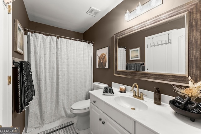 1504 Oglethorpe Dr, Suwanee, GA 30024 - bathroom featuring vanity, tile patterned flooring, and curtained shower