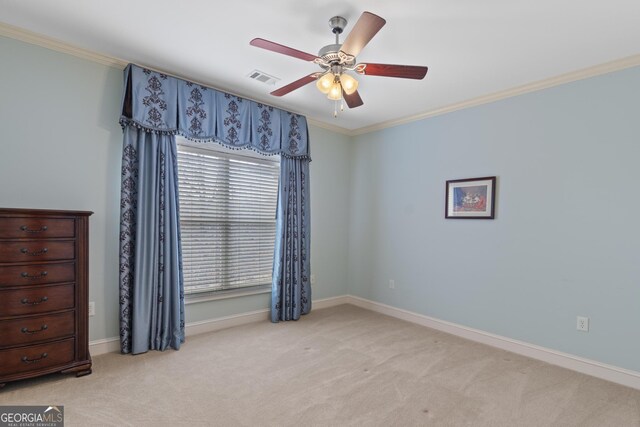 1442 Swiftwater Cir, Mcdonough, GA 30252 - spare room featuring ornamental molding, light colored carpet, and ceiling fan