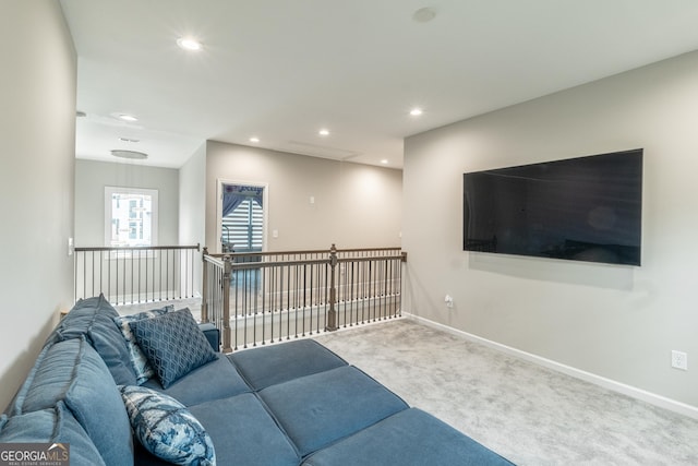 5490 Bent Grass Way, Douglasville, GA 30135 - carpeted living area with attic access, recessed lighting, and baseboards