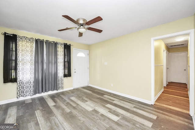758 King Rd, Jonesboro, GA 30236 - entryway with baseboards, wood finished floors, and ceiling fan