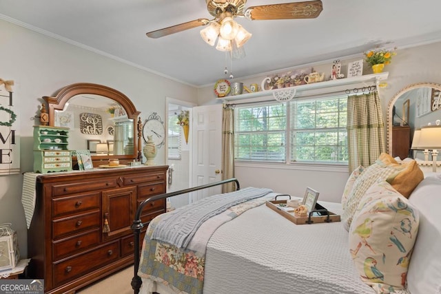 118 Duvall Dr, Stockbridge, GA 30281 - bedroom with crown molding and a ceiling fan