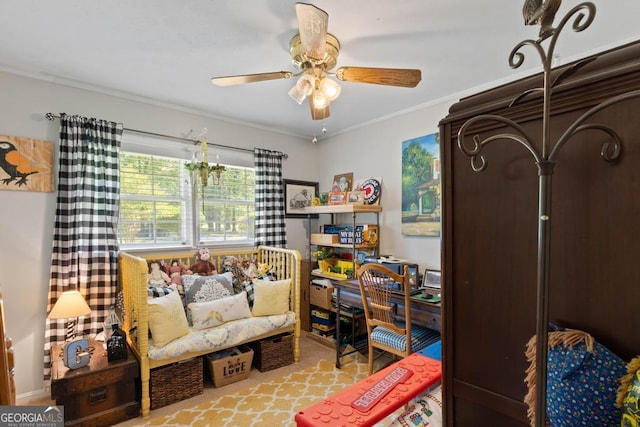 118 Duvall Dr, Stockbridge, GA 30281 - sitting room with crown molding and ceiling fan