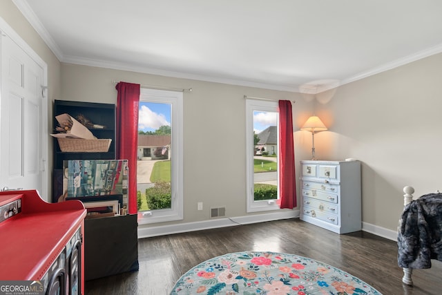 1645 Oakfield Ln, Roswell, GA 30075 - bedroom featuring ornamental molding, wood finished floors, and baseboards