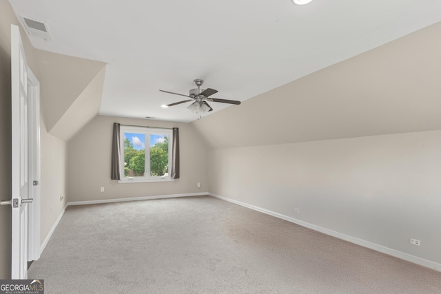 1645 Oakfield Ln, Roswell, GA 30075 - additional living space with a ceiling fan, baseboards, lofted ceiling, and carpet floors
