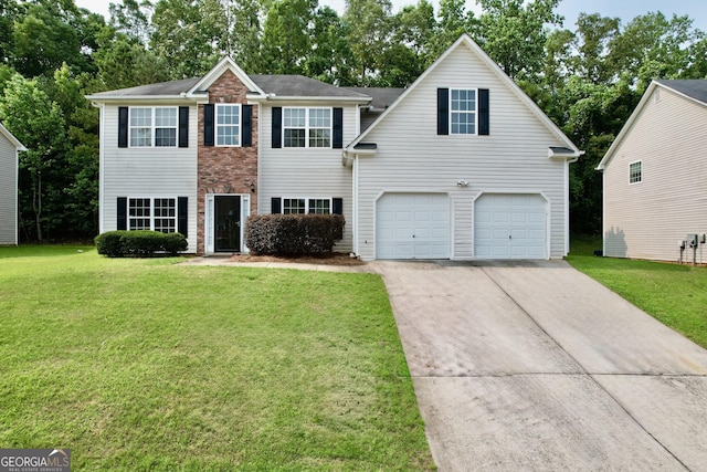 3205 Anneewakee Falls Parkway, Douglasville, GA 30135 - view of front of property featuring concrete driveway, a front yard, and a garage