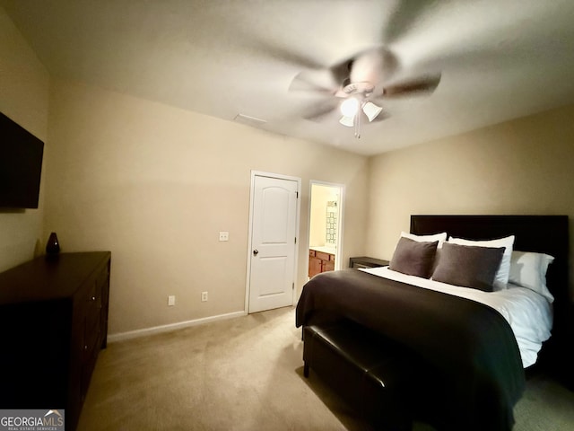 3205 Anneewakee Falls Parkway, Douglasville, GA 30135 - bedroom featuring light carpet, ensuite bathroom, and ceiling fan