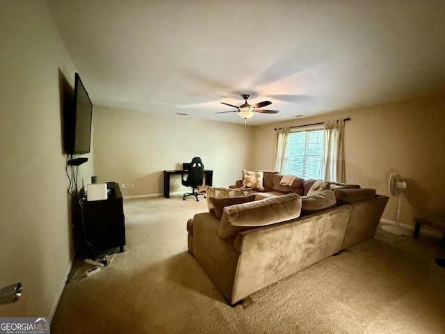 3205 Anneewakee Falls Parkway, Douglasville, GA 30135 - carpeted living area with a desk and a ceiling fan