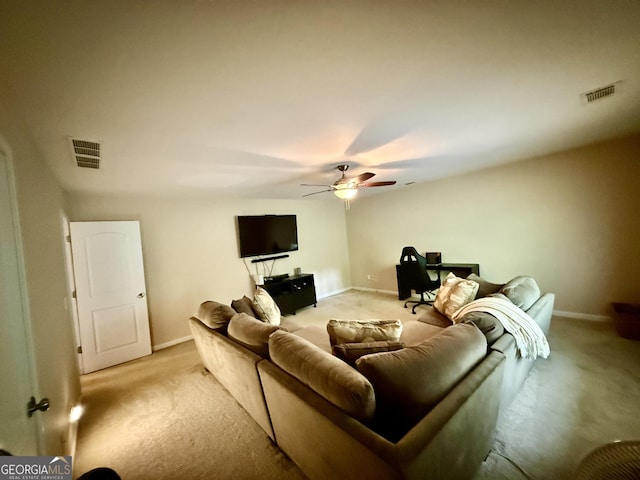3205 Anneewakee Falls Parkway, Douglasville, GA 30135 - carpeted living room featuring baseboards and a ceiling fan