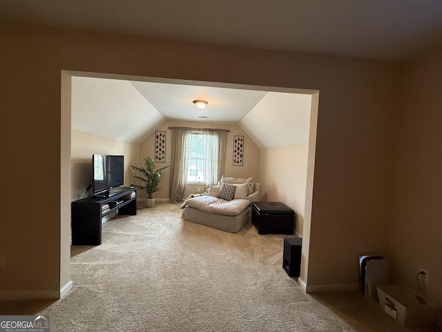 3205 Anneewakee Falls Parkway, Douglasville, GA 30135 - living room featuring light colored carpet and lofted ceiling