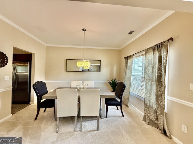 3205 Anneewakee Falls Parkway, Douglasville, GA 30135 - dining space with light colored carpet and crown molding