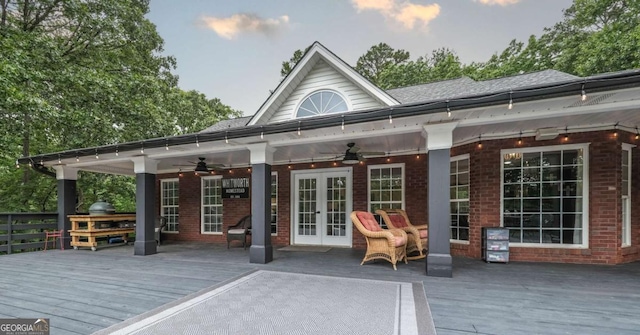180 Mountain Path, Rockmart, GA 30153 - wooden terrace featuring french doors and a ceiling fan