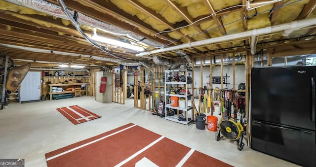 180 Mountain Path, Rockmart, GA 30153 - unfinished basement with freestanding refrigerator
