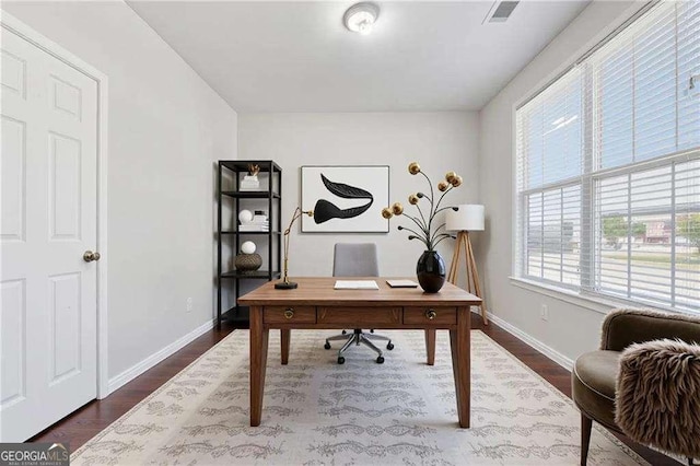 3134 Flery Way, Lawrenceville, GA 30046 - home office featuring dark wood finished floors and baseboards