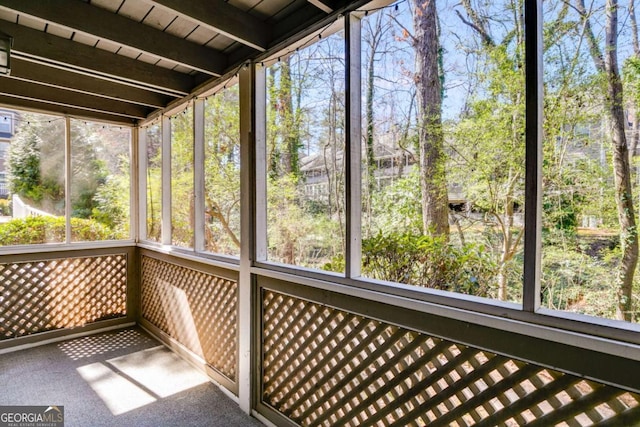 2135 N Forest Trl, Atlanta, GA 30338 - unfurnished sunroom featuring beamed ceiling