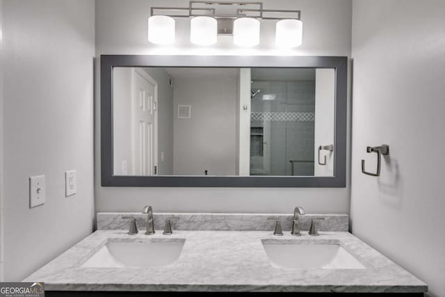 2135 N Forest Trl, Atlanta, GA 30338 - full bathroom with double vanity and a stall shower