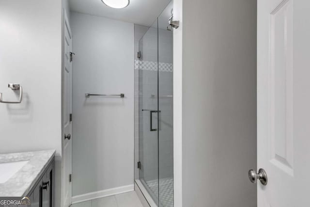 2135 N Forest Trl, Atlanta, GA 30338 - full bath featuring a stall shower, vanity, and tile patterned floors