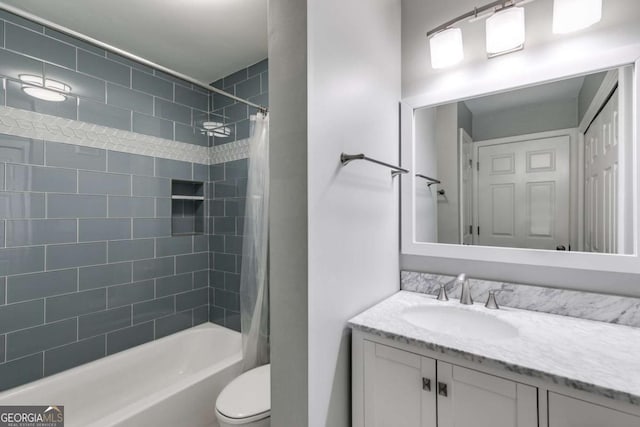 2135 N Forest Trl, Atlanta, GA 30338 - bathroom featuring vanity and shower / bath combination with curtain