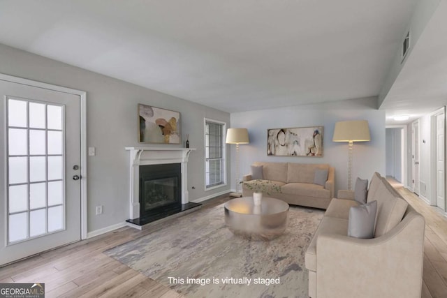 2135 N Forest Trl, Atlanta, GA 30338 - living area with wood finished floors and a glass covered fireplace