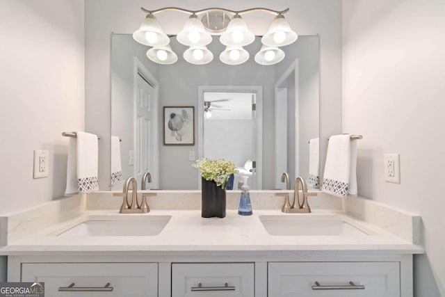 935 Old Loganville Rd, Loganville, GA 30052 - full bath with double vanity and a ceiling fan