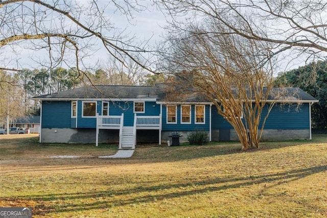 110 Fox Meadow Dr, Covington, GA 30016 - ranch-style house with a front yard, crawl space, and a deck