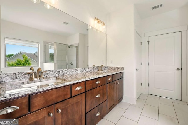 847 Rolling Hl, Kennesaw, GA 30152 - full bath with double vanity, a shower stall, and tile patterned flooring
