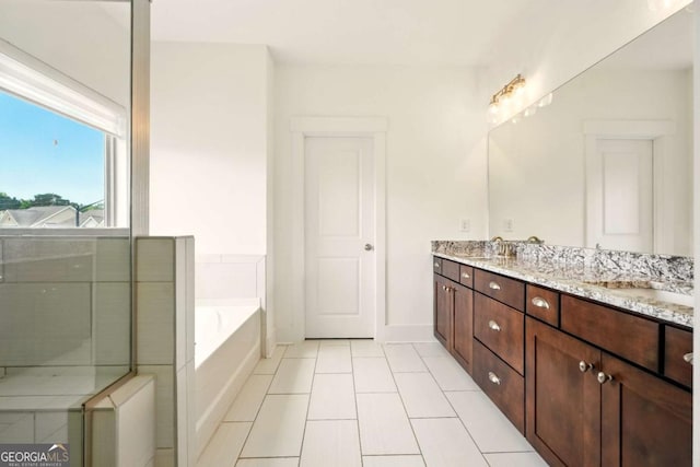 847 Rolling Hl, Kennesaw, GA 30152 - bathroom with double vanity, a bath, and tile patterned floors