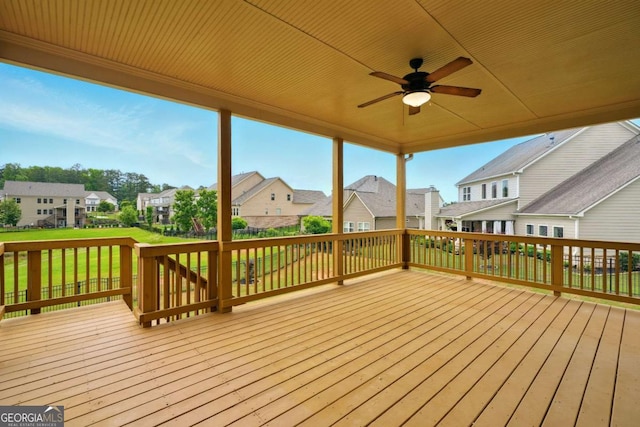 847 Rolling Hl, Kennesaw, GA 30152 - deck featuring a residential view, a ceiling fan, and a lawn