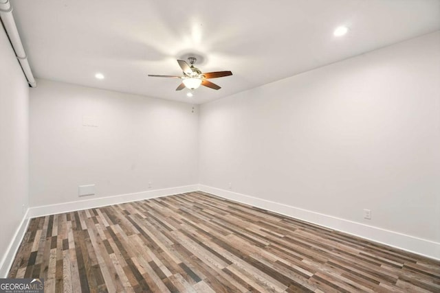 847 Rolling Hl, Kennesaw, GA 30152 - unfurnished room with ceiling fan, recessed lighting, baseboards, and wood finished floors