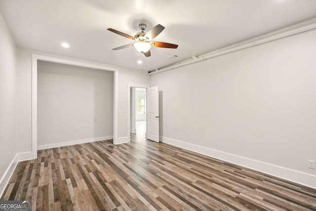 847 Rolling Hl, Kennesaw, GA 30152 - unfurnished bedroom featuring recessed lighting, wood finished floors, baseboards, and a ceiling fan