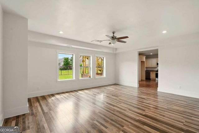 847 Rolling Hl, Kennesaw, GA 30152 - empty room featuring baseboards, a ceiling fan, recessed lighting, and wood finished floors