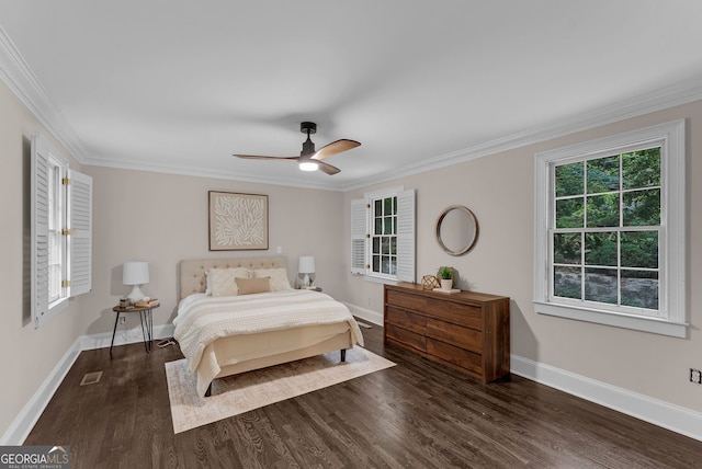 2596 Midway Rd, Decatur, GA 30030 - bedroom with baseboards, wood finished floors, ornamental molding, and ceiling fan