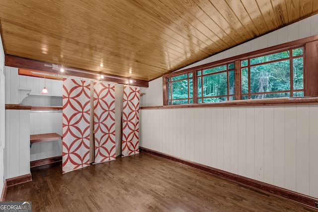 2596 Midway Rd, Decatur, GA 30030 - unfurnished room featuring wood finished floors, wood ceiling, wooden walls, and baseboards