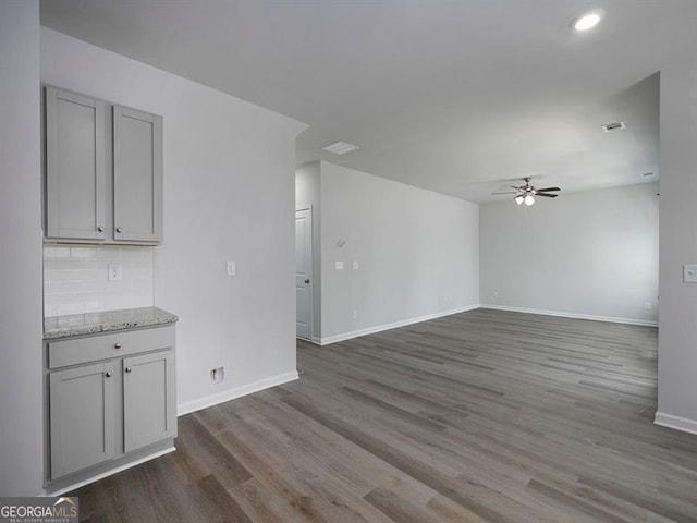 250 Shawnee Trl, Dallas, GA 30157 - unfurnished living room featuring ceiling fan, dark wood-type flooring, and recessed lighting