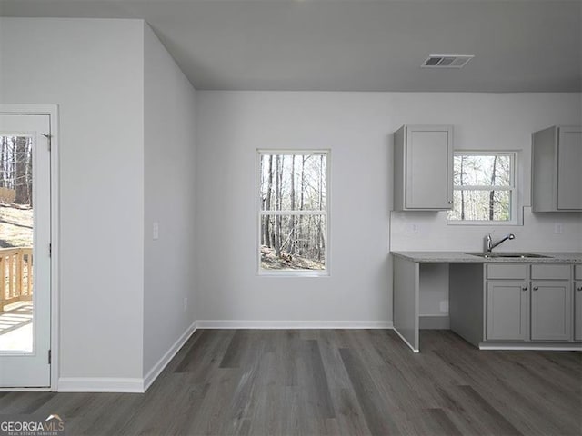 250 Shawnee Trl, Dallas, GA 30157 - unfurnished dining area featuring a sink and dark wood-style floors