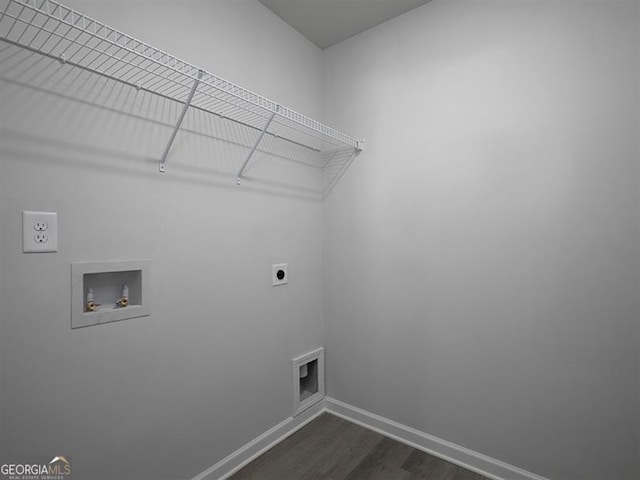 250 Shawnee Trl, Dallas, GA 30157 - laundry room with hookup for an electric dryer, dark wood finished floors, and hookup for a washing machine