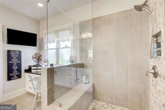 164 Inwood Walk, Woodstock, GA 30188 - bathroom with tiled shower and tile patterned floors