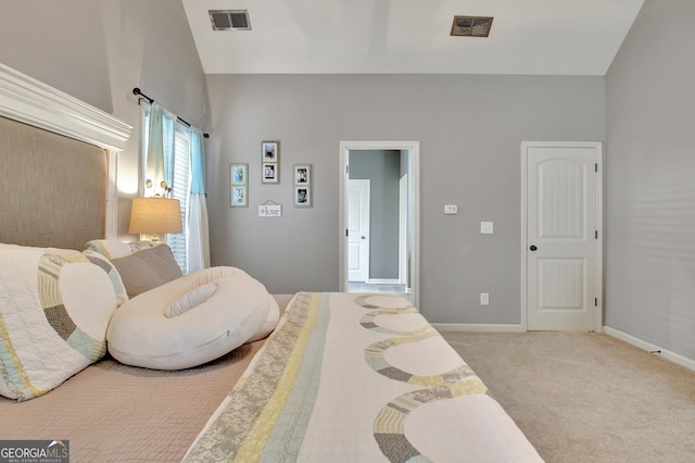 149 Horizon Hl, Newnan, GA 30265 - bedroom with baseboards, carpet, and high vaulted ceiling