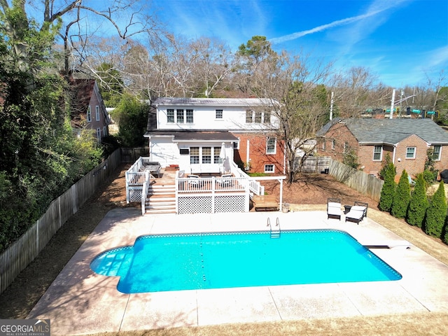 570 Southview Dr, Athens, GA 30605 - rear view of house with a deck, stairs, a fenced backyard, and a patio area