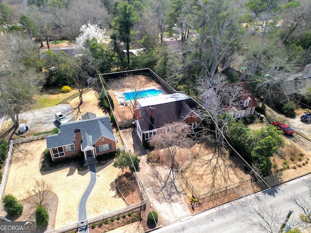 570 Southview Dr, Athens, GA 30605 - view from above of property featuring a pool area and property parcel outlined