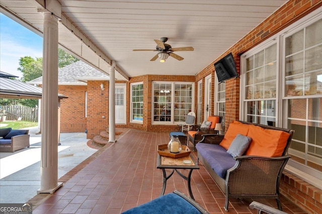 11 Crossbridge Ct, Cartersville, GA 30120 - view of patio featuring a ceiling fan, a gazebo, and outdoor lounge area