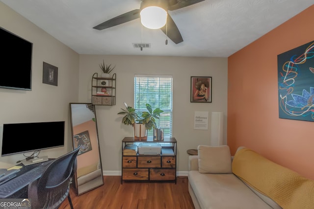 3823 Rock Hollow Ct, Conley, GA 30288 - office area featuring wood finished floors and a ceiling fan