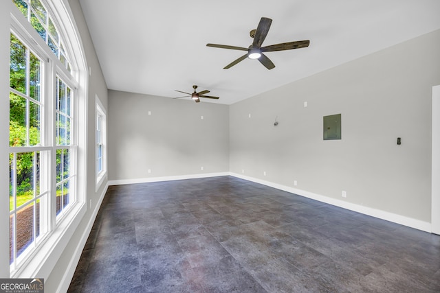 3689 Anderson Hwy, Hartwell, GA 30643 - unfurnished room featuring plenty of natural light, electric panel, ceiling fan, and baseboards