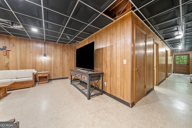 286 Hilton Way, Canton, GA 30114 - unfurnished living room featuring wooden walls and light floors