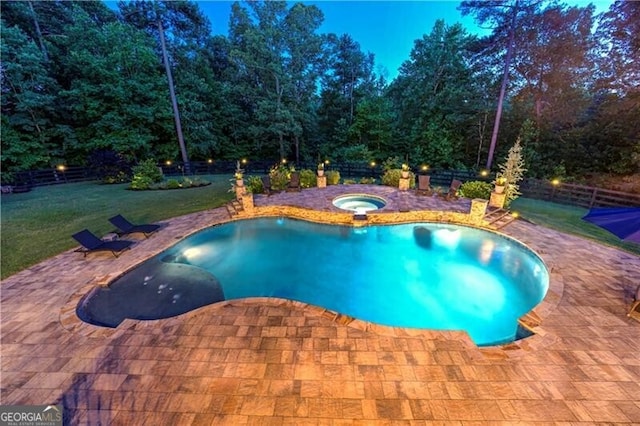 126 Townsend Pass, Alpharetta, GA 30004 - outdoor pool with an in-ground hot tub, a patio area, and a fenced backyard